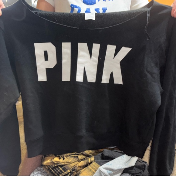 PINK Victoria's Secret Black and White Striped Shirt - Picture 1 of 5